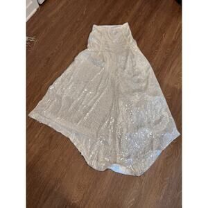 Akira Sequin Skirt W/ Train Ivory Medium